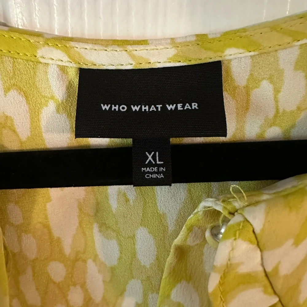 Who What Wear Yellow Patterned Shirt Dress - Picture 3 of 3